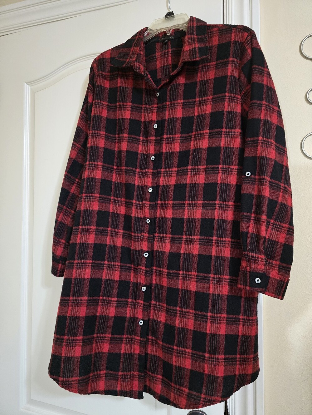 Red & Black Plaid Button-Up Shacket
